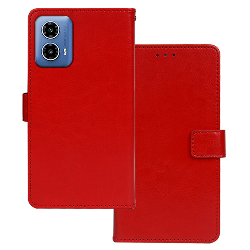 IDEWEI For Motorola Moto G34 5G Case Foldable Stand Card Holder Leather Phone Cover - Red
