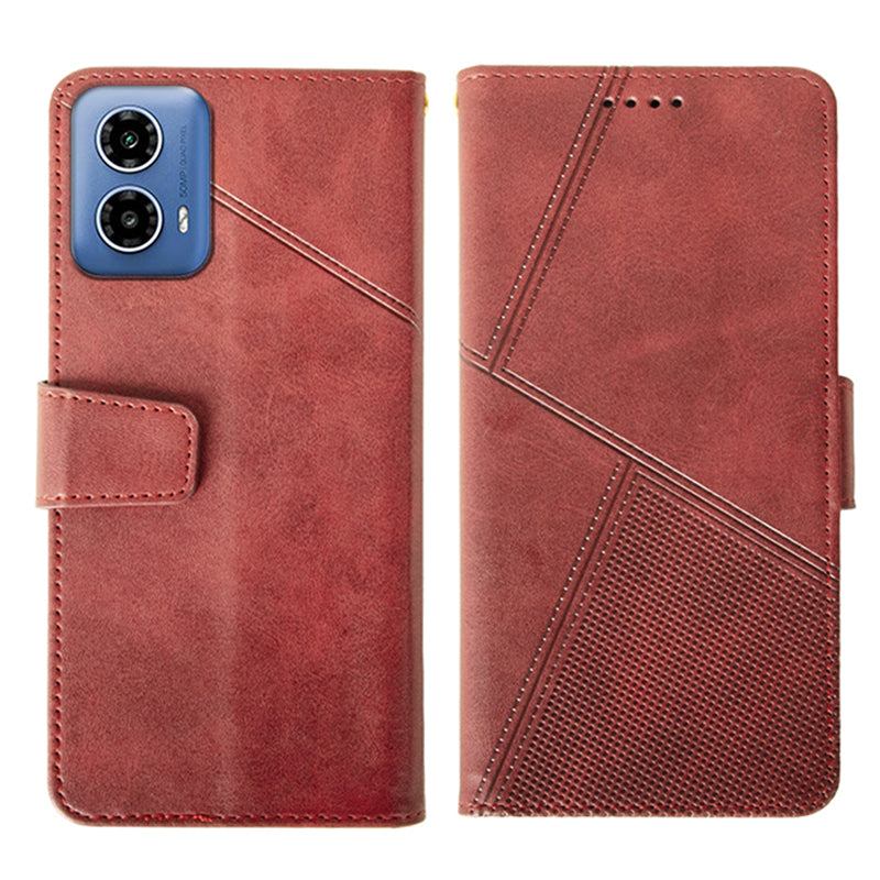 IDEWEI For Motorola Moto G34 5G Case PU Leather Calf Texture Phone Cover with Viewing Stand - Red