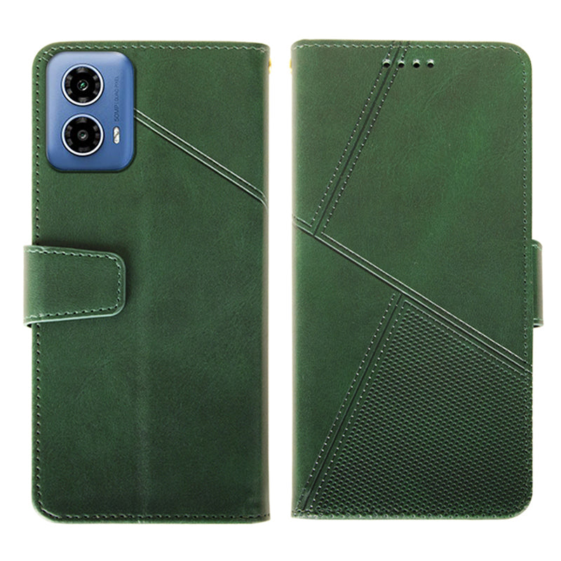 IDEWEI For Motorola Moto G34 5G Case PU Leather Calf Texture Phone Cover with Viewing Stand - Green