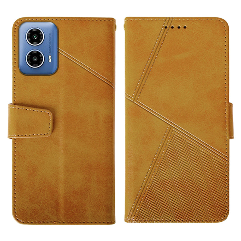 IDEWEI For Motorola Moto G34 5G Case PU Leather Calf Texture Phone Cover with Viewing Stand - Orange