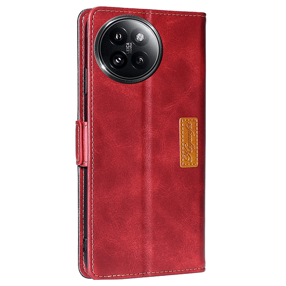 For Xiaomi Civi 4 Pro 5G Wallet Case Dual Color Splicing Leather Phone Cover - Black+Red