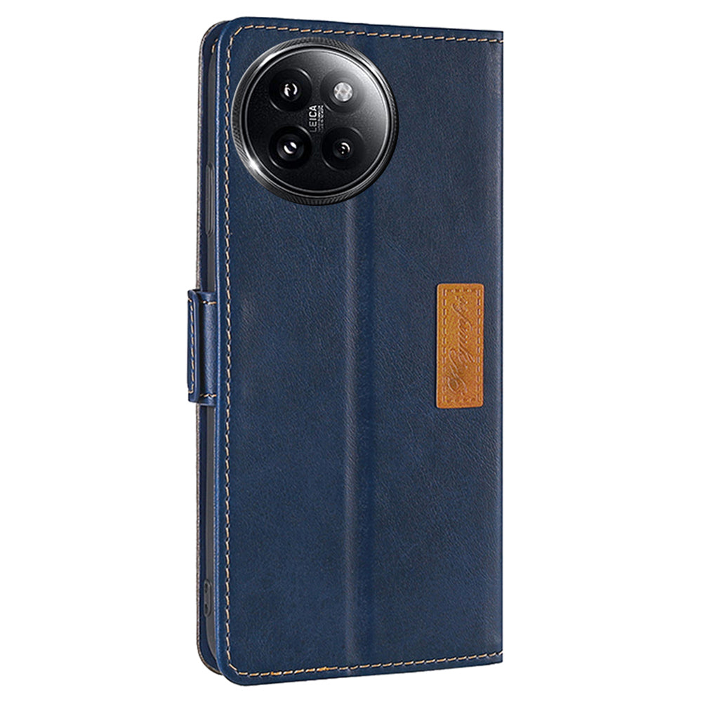 For Xiaomi Civi 4 Pro 5G Wallet Case Dual Color Splicing Leather Phone Cover - Blue+Grey