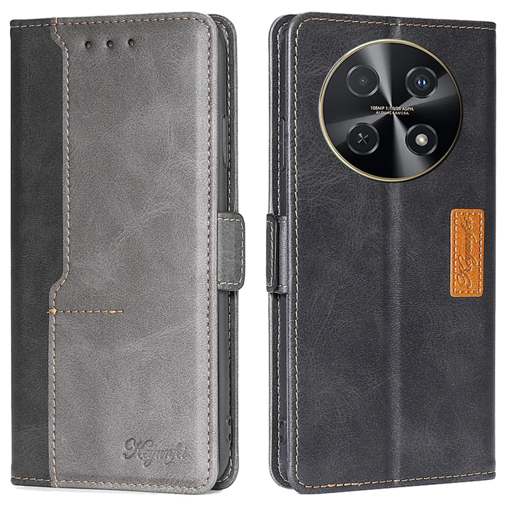 For Huawei nova 12i 4G Case Dual-Color Stand Leather Flip Phone Cases Wholesale - Black+Grey