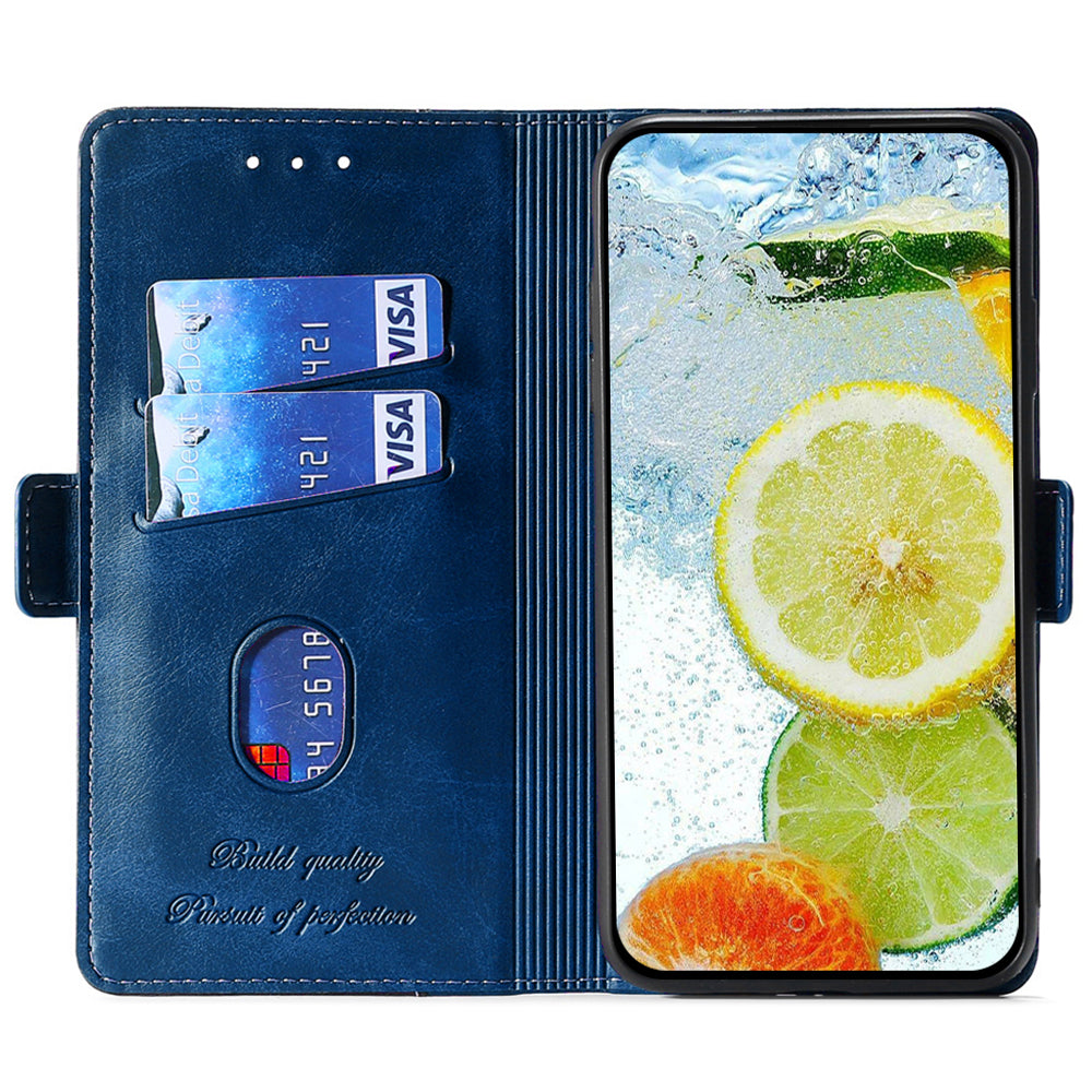 For Samsung Galaxy M15 5G Wholesale Phone Cover Splicing Color Leather Flip Stand Wallet Phone Cover - Blue+Grey