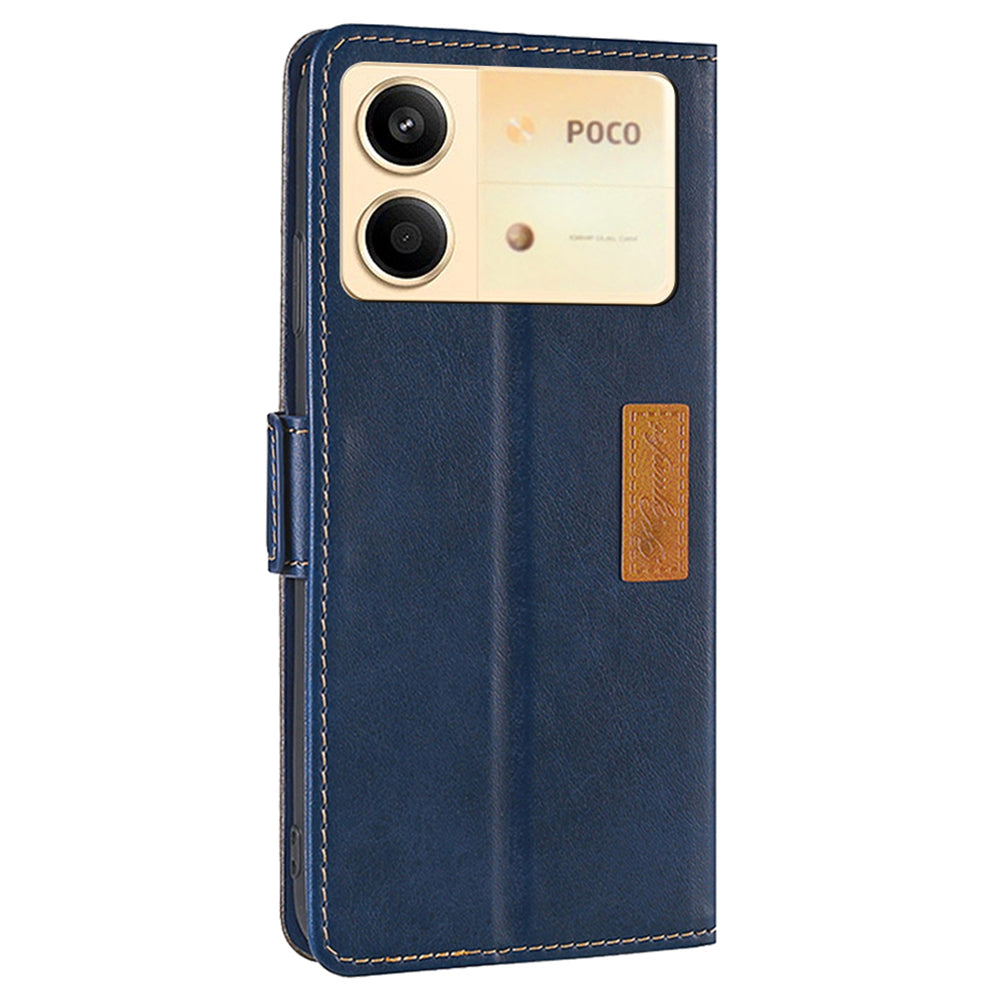 For Xiaomi Redmi Note 13R Pro 5G Case Dual-Color Leather Drop-proof Stand Phone Cover - Blue+Grey
