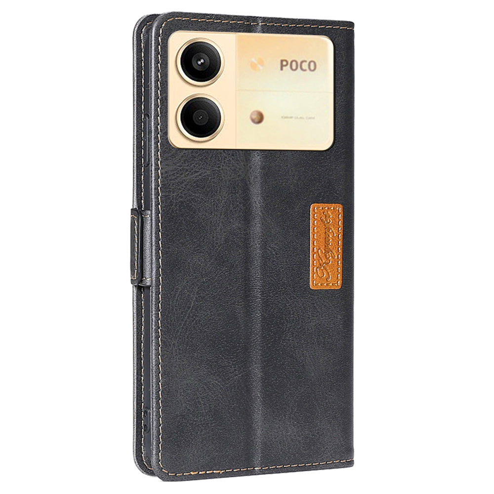 For Xiaomi Redmi Note 13R Pro 5G Case Dual-Color Leather Drop-proof Stand Phone Cover - Black+Grey