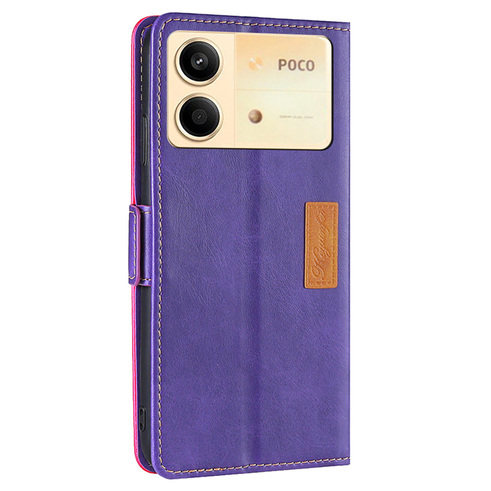 For Xiaomi Redmi Note 13R Pro 5G Case Dual-Color Leather Drop-proof Stand Phone Cover - Rose+Purple