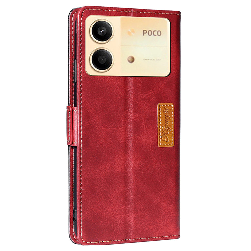 For Xiaomi Redmi Note 13R Pro 5G Case Dual-Color Leather Drop-proof Stand Phone Cover - Black+Red
