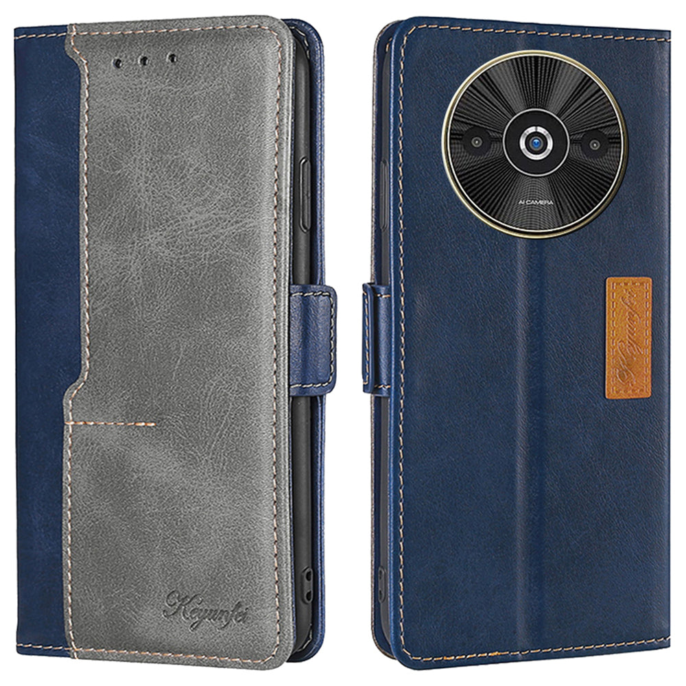 For Xiaomi Redmi A3 / Poco C61 4G Wallet Case Dual Color Splicing Leather Phone Cover Cell Phone Accessories Wholesale - Blue+Grey