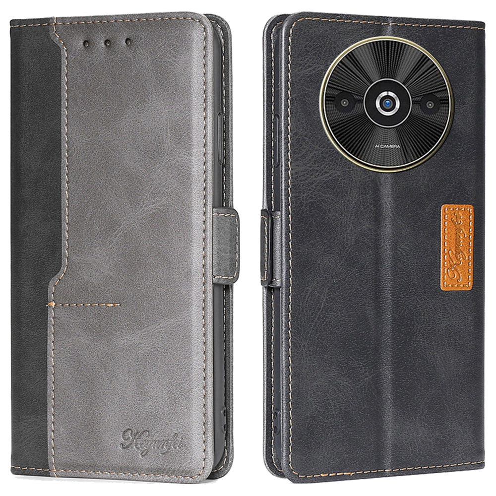 For Xiaomi Redmi A3 / Poco C61 4G Wallet Case Dual Color Splicing Leather Phone Cover Cell Phone Accessories Wholesale - Black+Grey