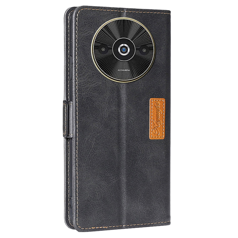 For Xiaomi Redmi A3 / Poco C61 4G Wallet Case Dual Color Splicing Leather Phone Cover Cell Phone Accessories Wholesale - Black+Grey