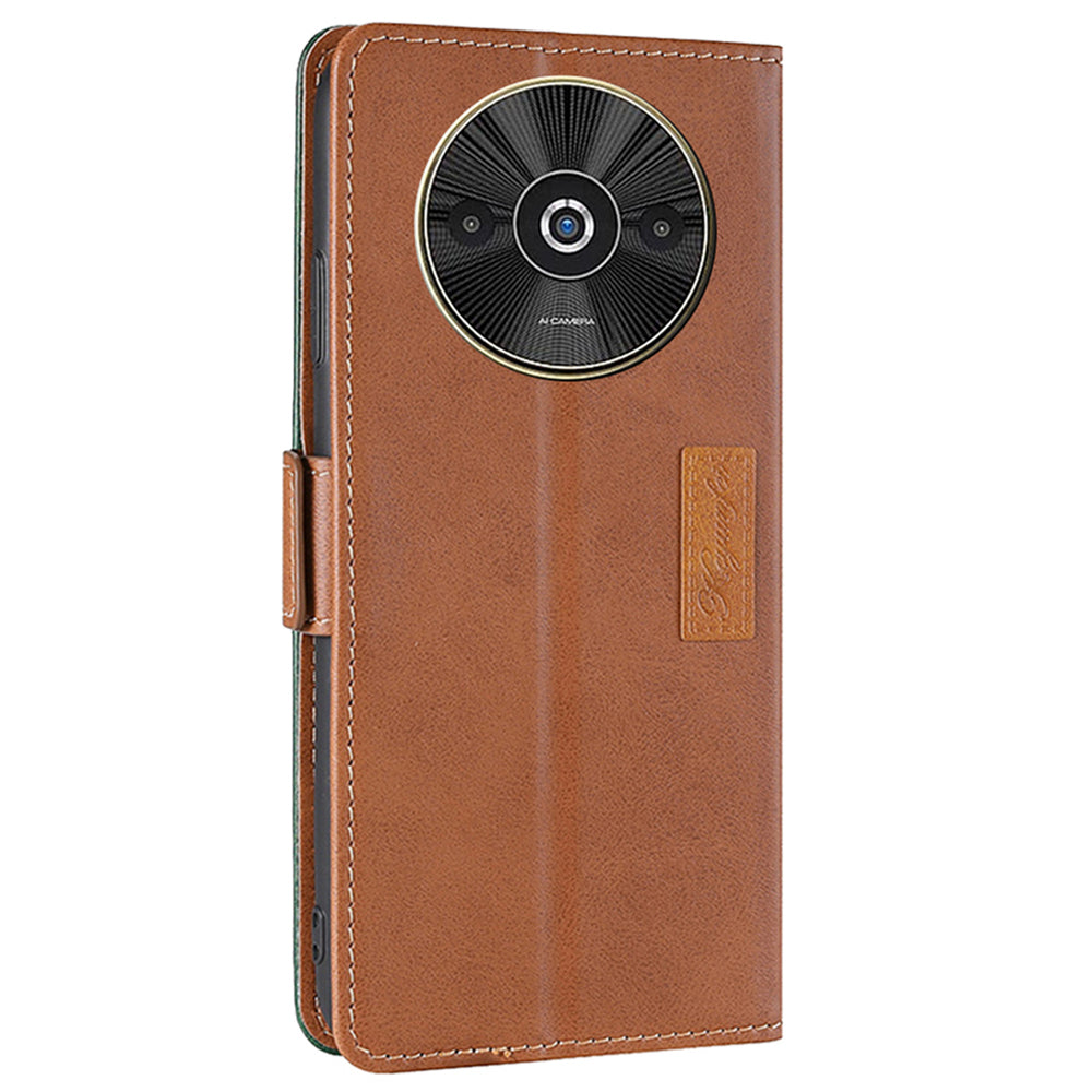 For Xiaomi Redmi A3 / Poco C61 4G Wallet Case Dual Color Splicing Leather Phone Cover Cell Phone Accessories Wholesale - Light Brown+Green
