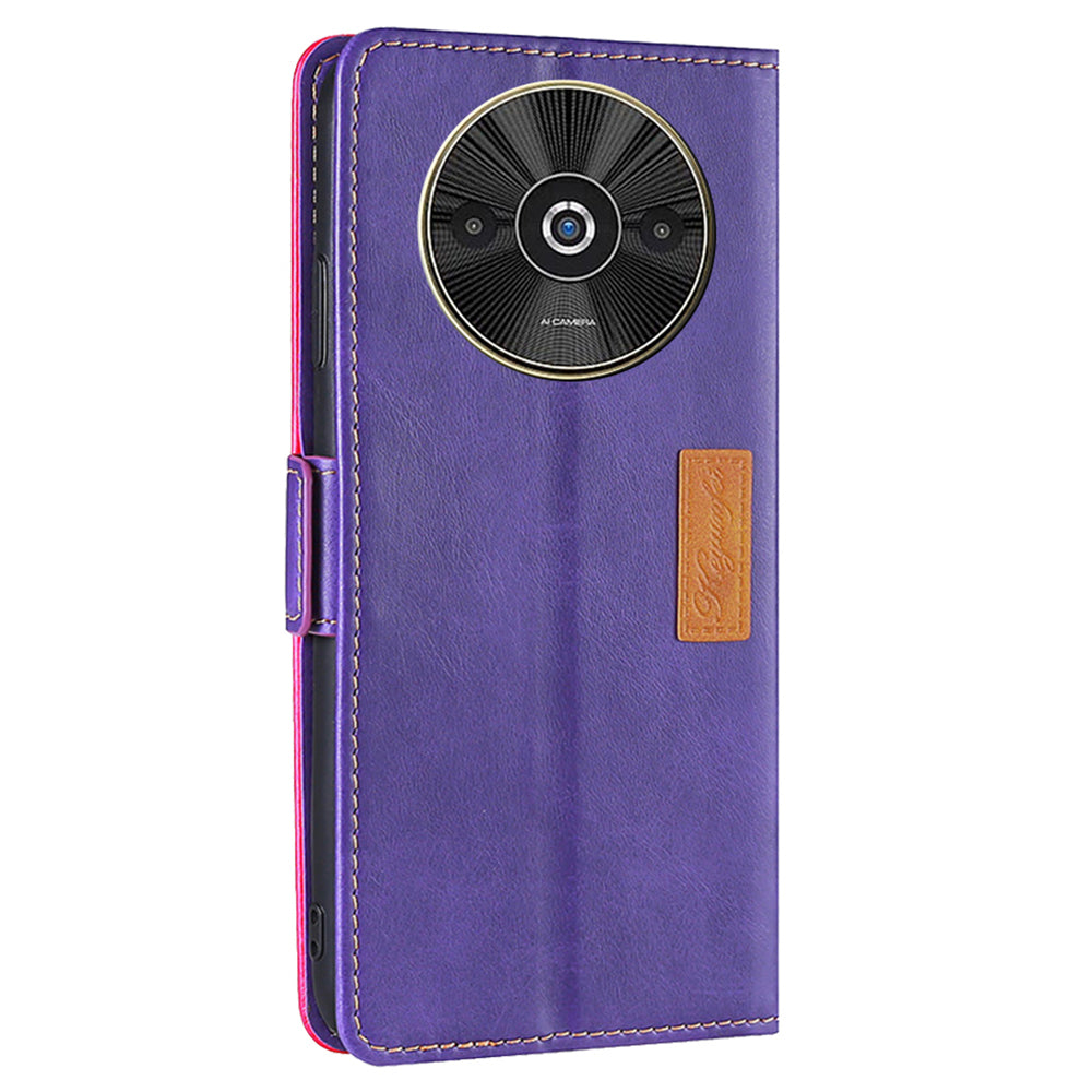 For Xiaomi Redmi A3 / Poco C61 4G Wallet Case Dual Color Splicing Leather Phone Cover Cell Phone Accessories Wholesale - Rose+Purple