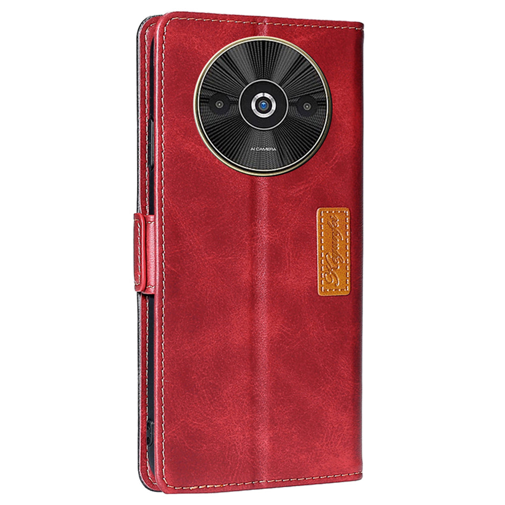For Xiaomi Redmi A3 / Poco C61 4G Wallet Case Dual Color Splicing Leather Phone Cover Cell Phone Accessories Wholesale - Black+Red