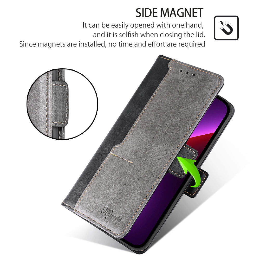 For Realme 12 Pro 5G / 12 Pro+ 5G Case Dual Color Splicing Leather Flip Phone Cover Mobile Accessories Wholesale - Black+Grey