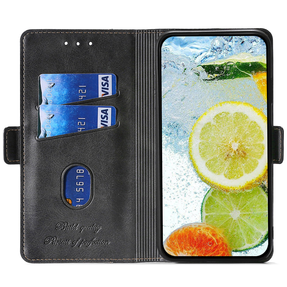 For Realme 12+ 5G Case Dual Color Splicing Leather Phone Cover Mobile Accessories Wholesale - Black+Grey