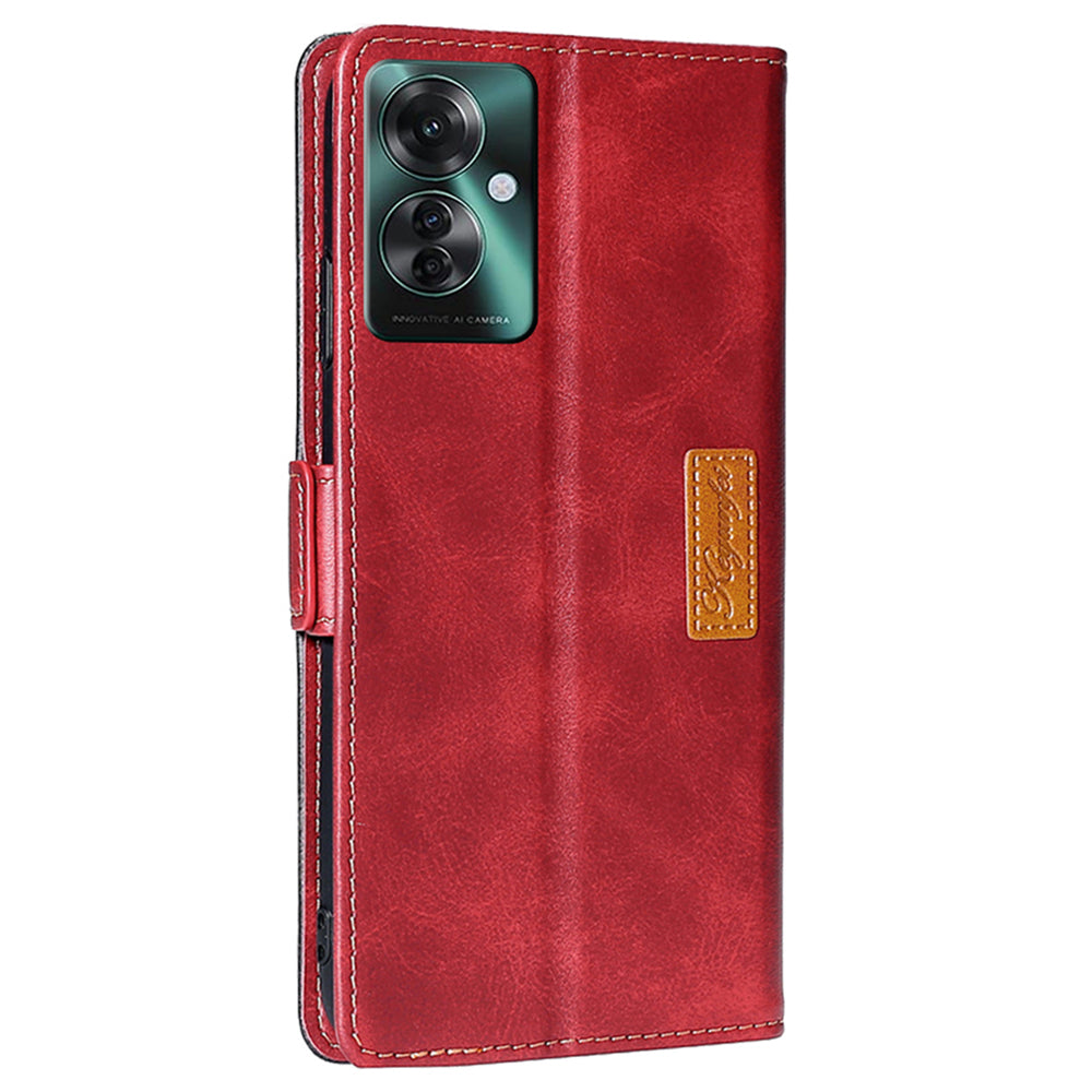 For Oppo Reno11 F 5G / F25 Pro 5G Wholesale Phone Cover Splicing Color Leather Flip Stand Wallet Phone Cover - Black+Red