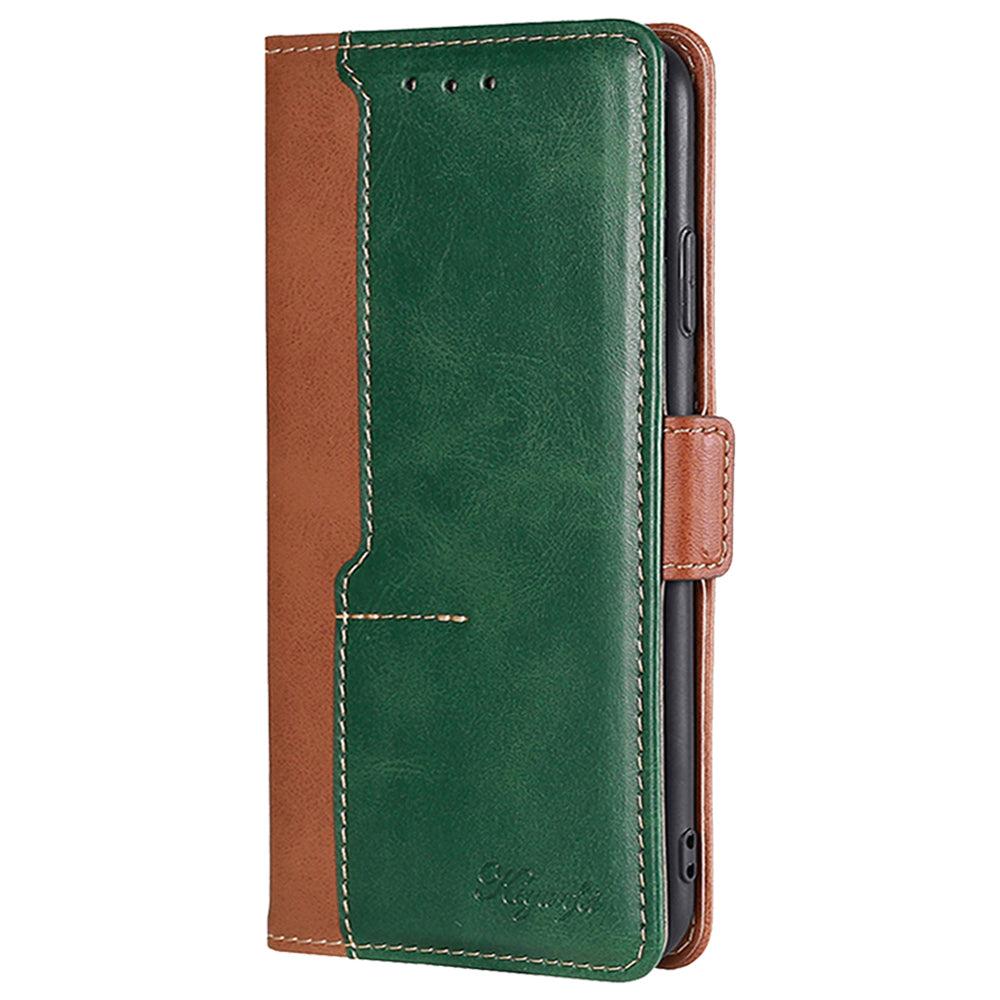 For Transsion Infinix Note 40 Pro 5G Case Dual Color Splicing Leather Flip Phone Cover Mobile Accessories Wholesale - Light Brown+Green