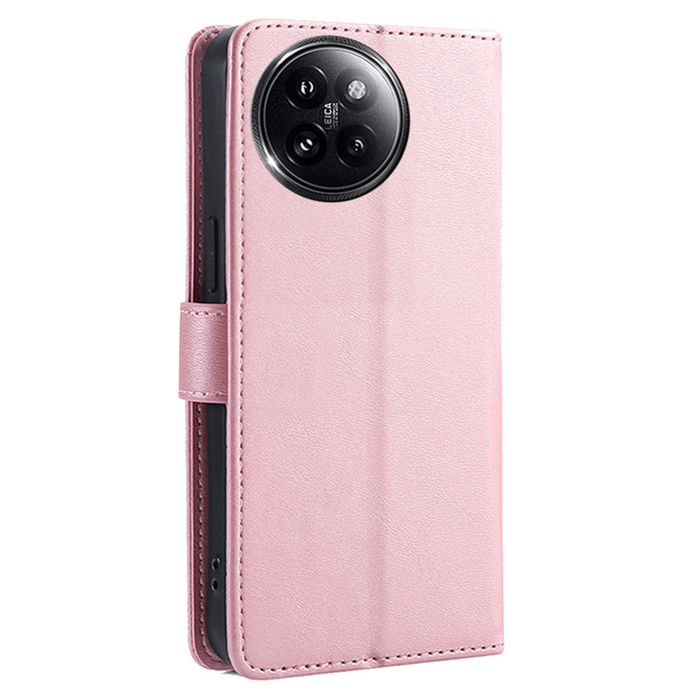 For Xiaomi Civi 4 Pro 5G Case Wallet Stand Calf Texture Phone Cover - Rose Gold