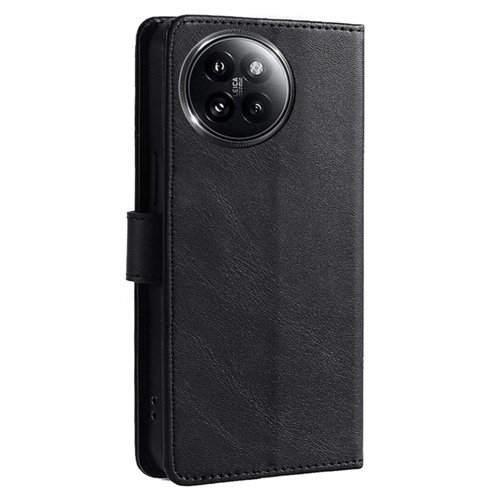 For Xiaomi Civi 4 Pro 5G Case Wallet Stand Calf Texture Phone Cover - Black