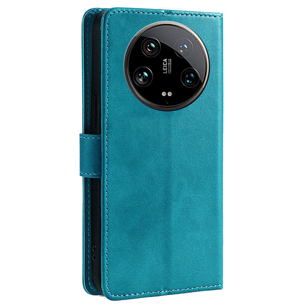 For Xiaomi 14 Ultra Magnetic Phone Case Wallet Stand PU Leather+TPU Cover - Baby Blue