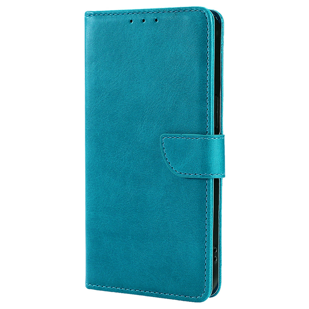 For Samsung Galaxy M15 5G Case Calf Texture Leather Drop-proof Phone Wallet Cover - Baby Blue