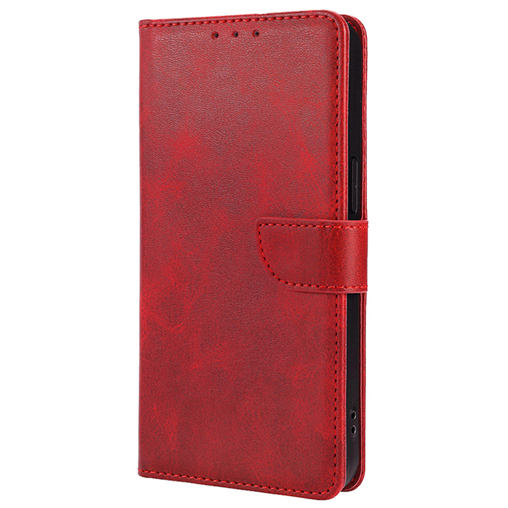 For Samsung Galaxy M15 5G Case Calf Texture Leather Drop-proof Phone Wallet Cover - Red