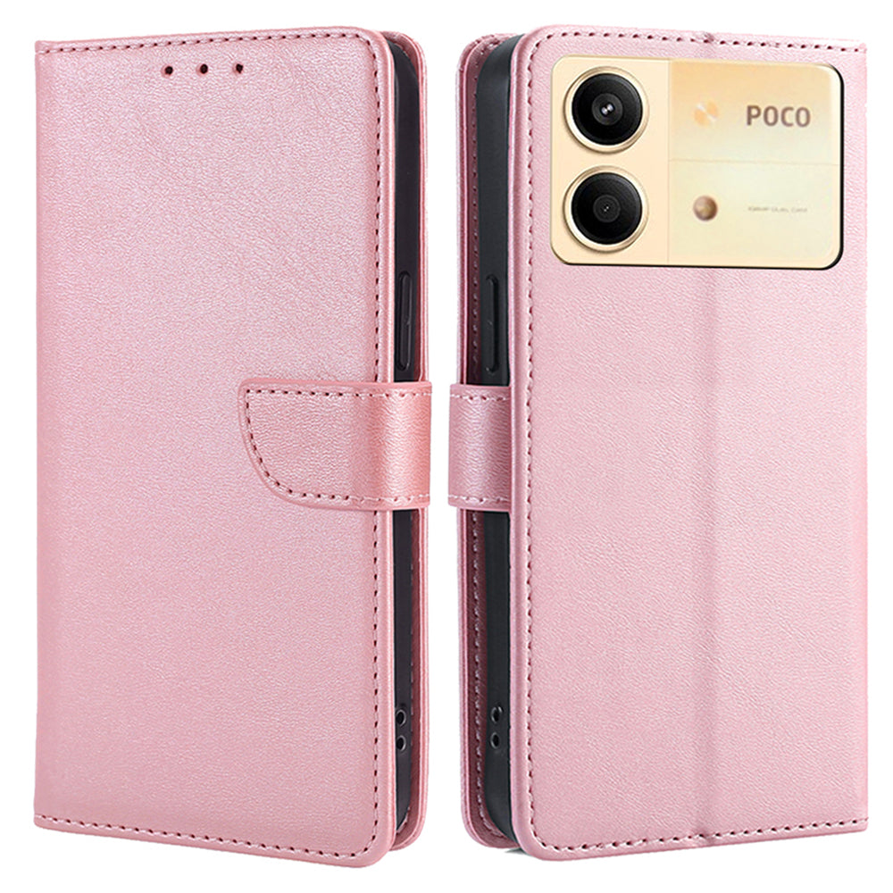 For Xiaomi Redmi Note 13R Pro 5G Case Calf Texture Wallet Card Slots Phone Cover - Rose Gold