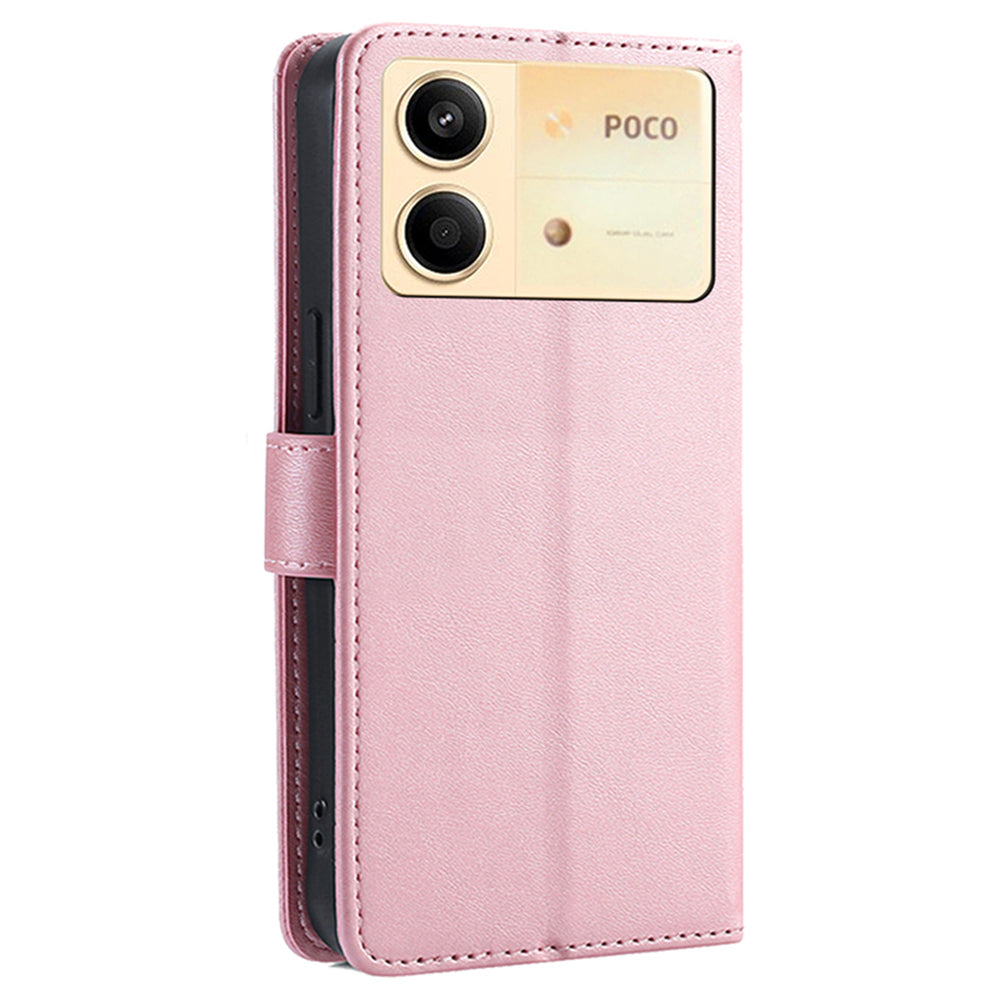 For Xiaomi Redmi Note 13R Pro 5G Case Calf Texture Wallet Card Slots Phone Cover - Rose Gold