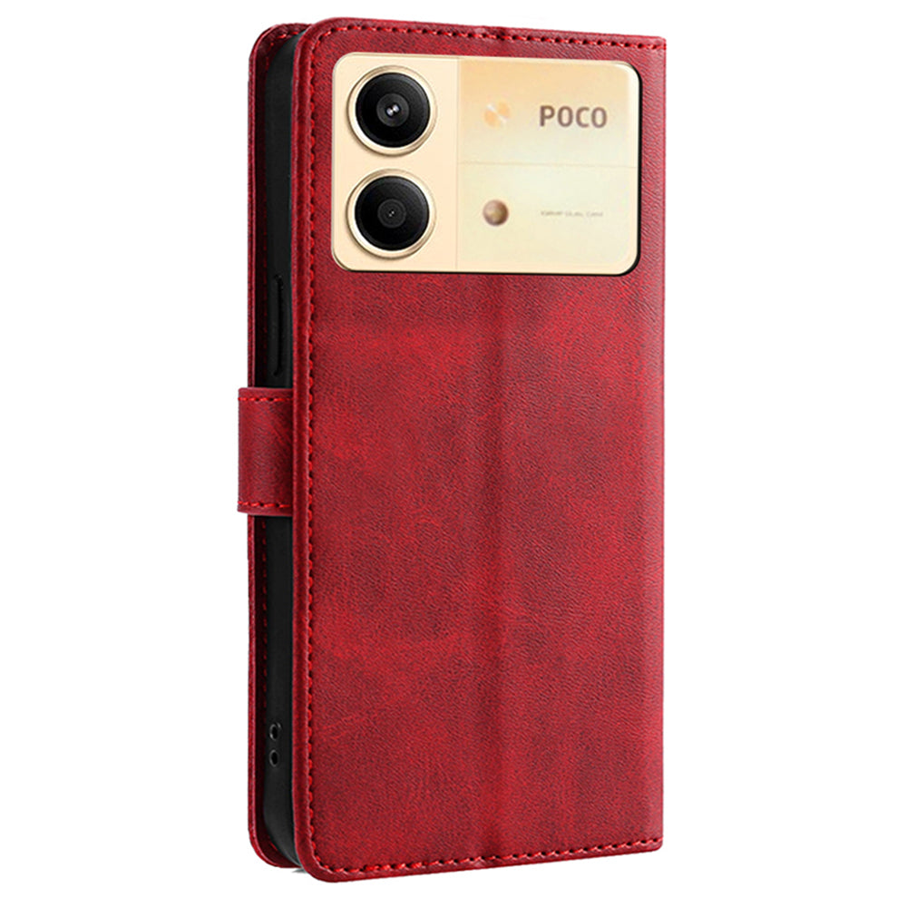 For Xiaomi Redmi Note 13R Pro 5G Case Calf Texture Wallet Card Slots Phone Cover - Red