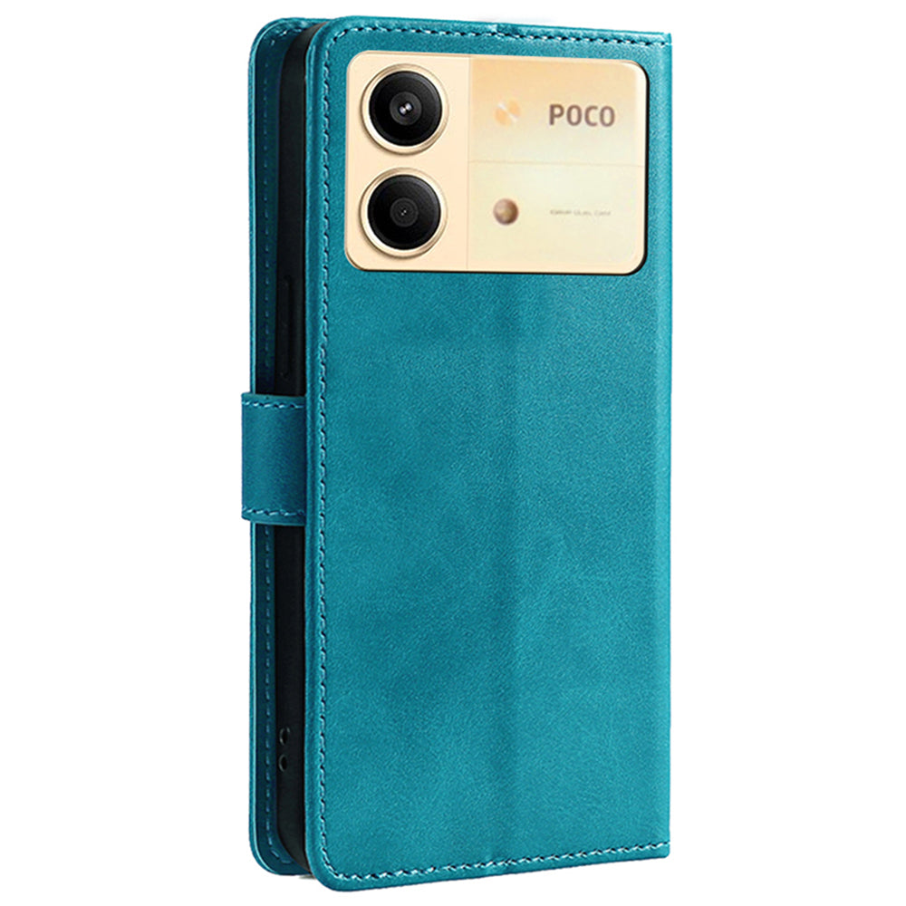 For Xiaomi Redmi Note 13R Pro 5G Case Calf Texture Wallet Card Slots Phone Cover - Baby Blue