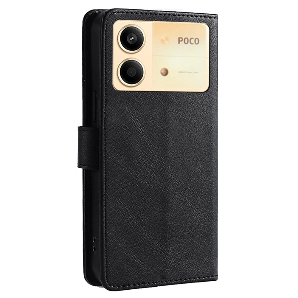 For Xiaomi Redmi Note 13R Pro 5G Case Calf Texture Wallet Card Slots Phone Cover - Black