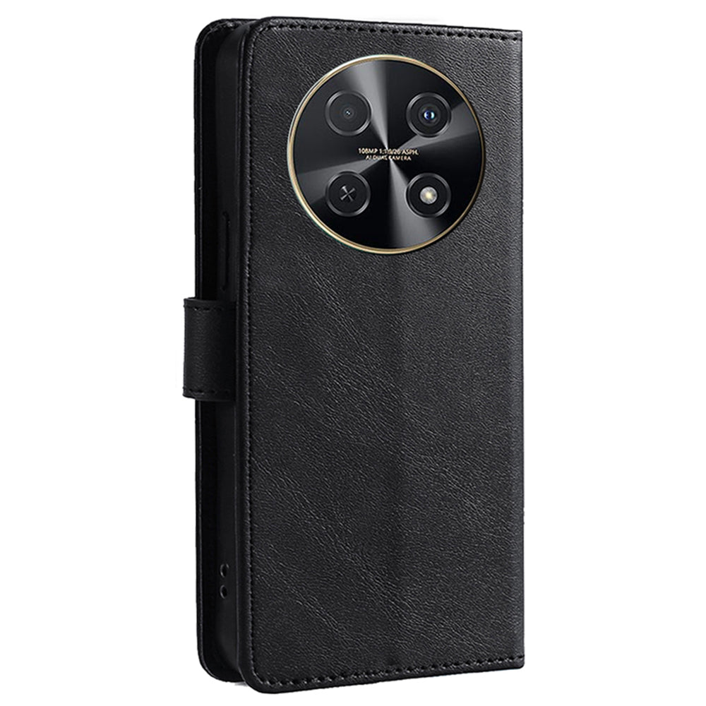 For Huawei nova 12i 4G Case Calf Texture Magnetic Clasp Stand Mobile Phone Cover - Black