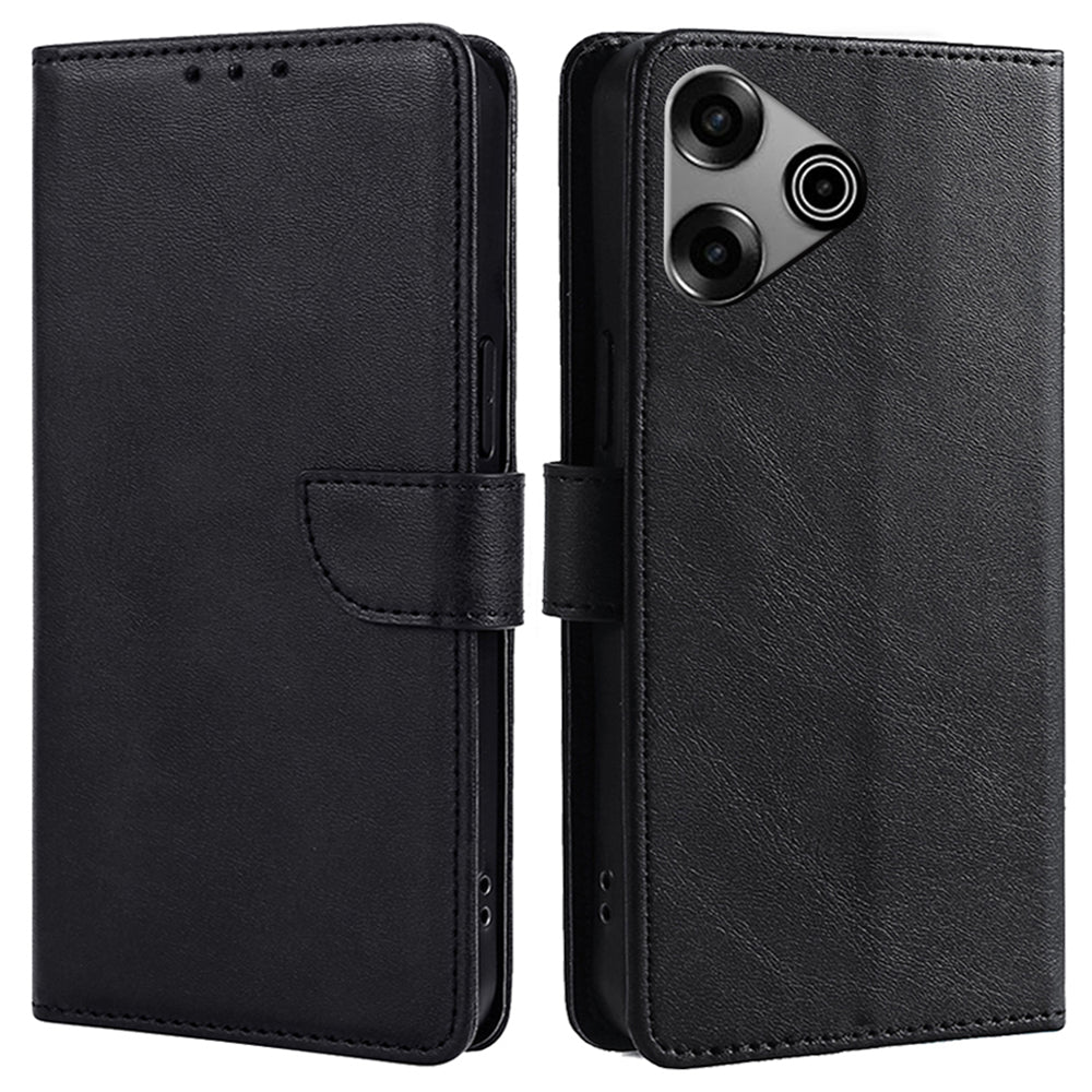 For Transsion Tecno Pova 6 Pro 5G Case Calf Texture Leather Phone Cover Mobile Accessories Wholesale - Black