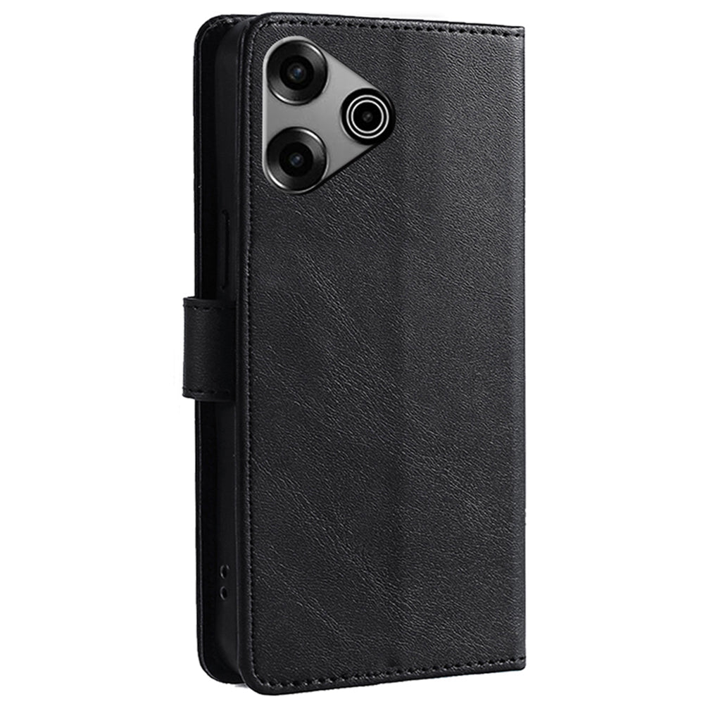 For Transsion Tecno Pova 6 Pro 5G Case Calf Texture Leather Phone Cover Mobile Accessories Wholesale - Black