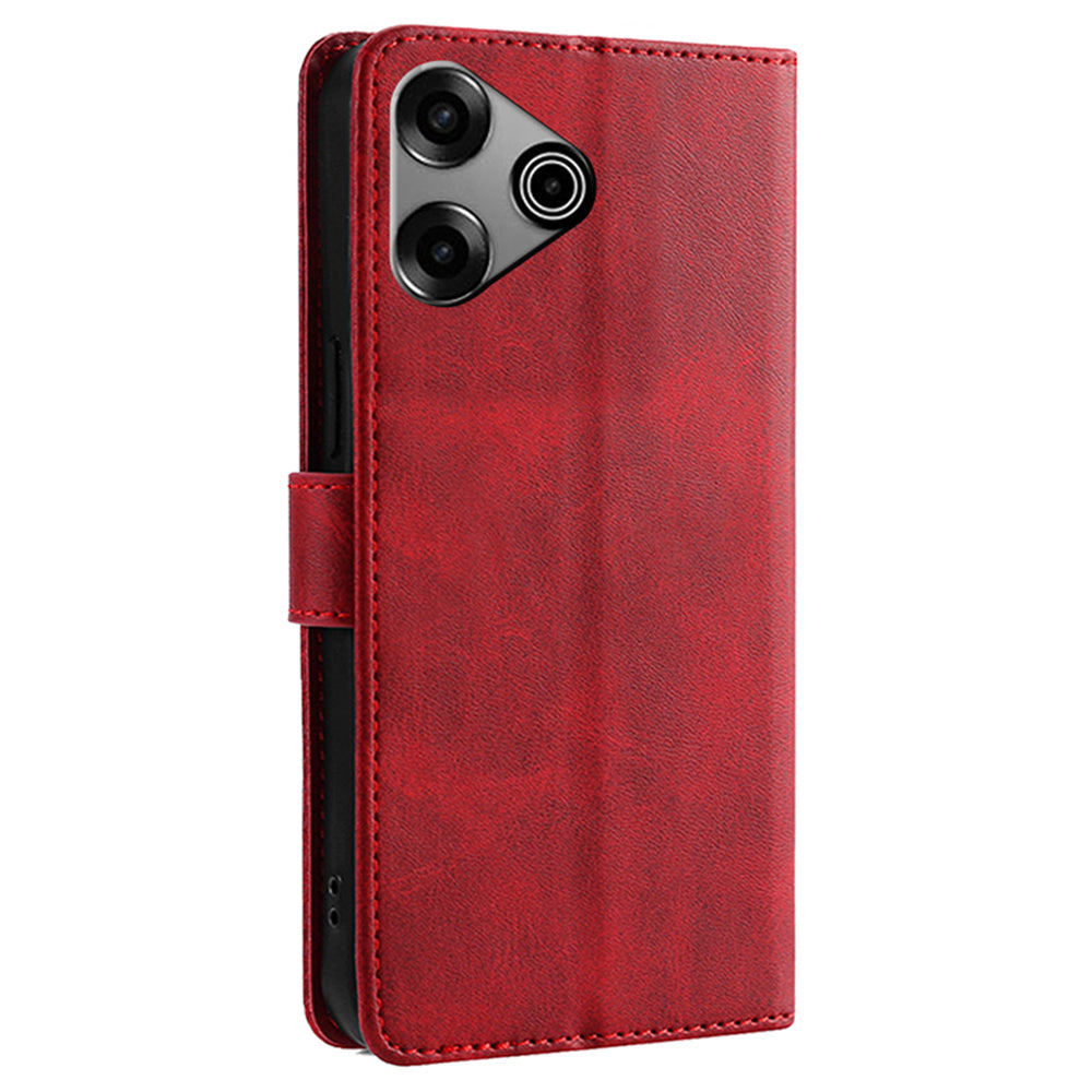 For Transsion Tecno Pova 6 Pro 5G Case Calf Texture Leather Phone Cover Mobile Accessories Wholesale - Red