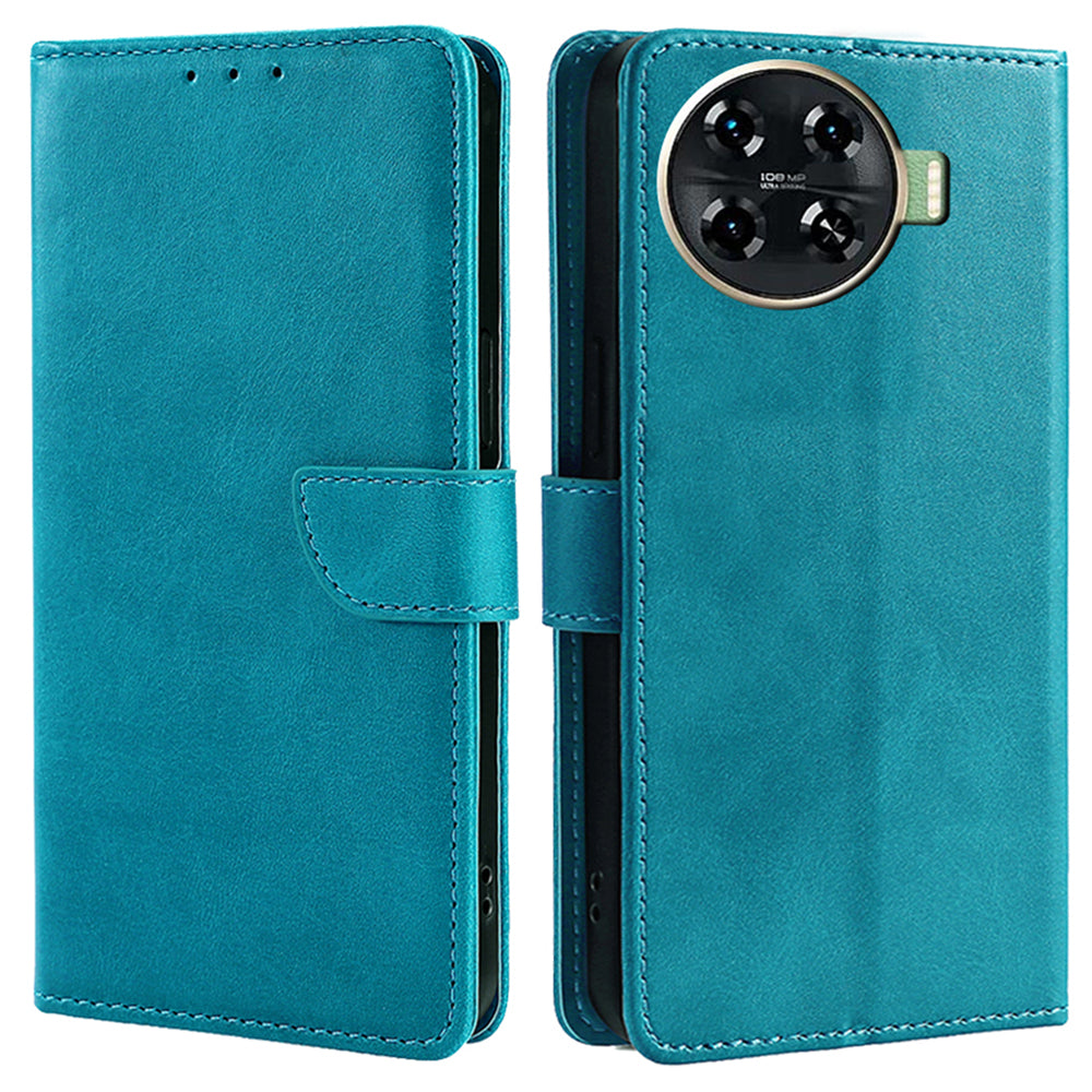 Leather Case for Transsion Tecno Spark 20 Pro+ Phone Shell Calf Texture Magnetic Wallet Cover - Baby Blue