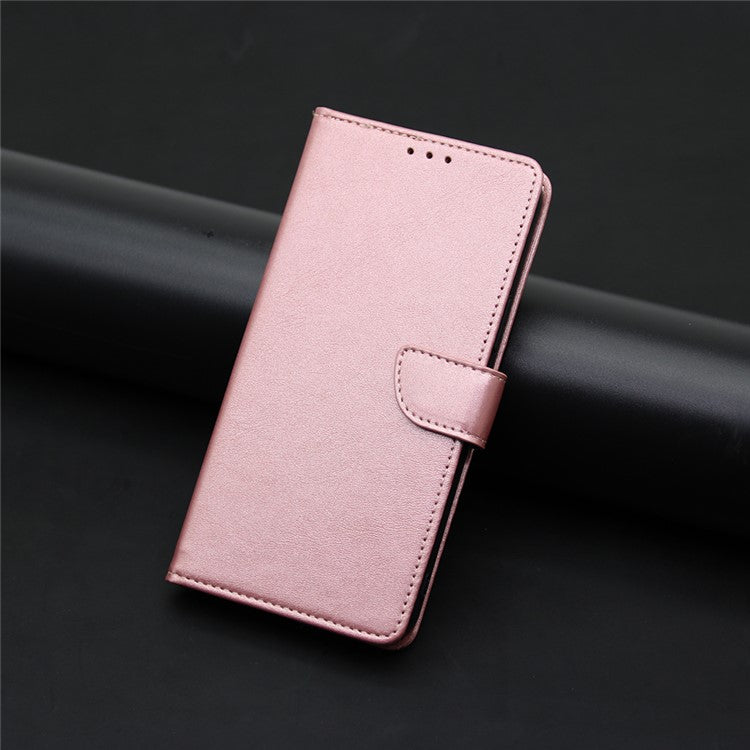 For Realme 12+ 5G Case Calf Texture Shockproof Leather Cover with Card Holder - Rose Gold