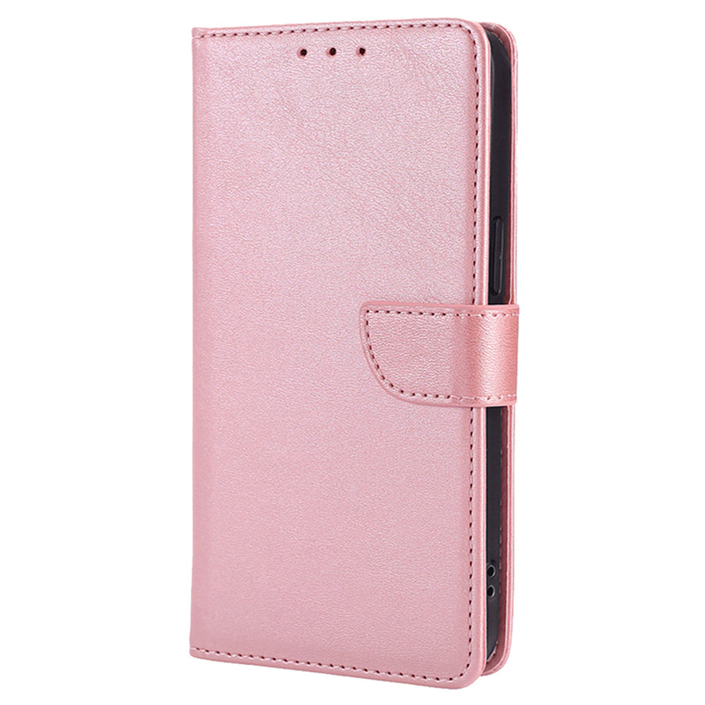 For Realme 12 Case Calf Texture Drop-resistant PU Leather Stand Phone Cover - Rose Gold