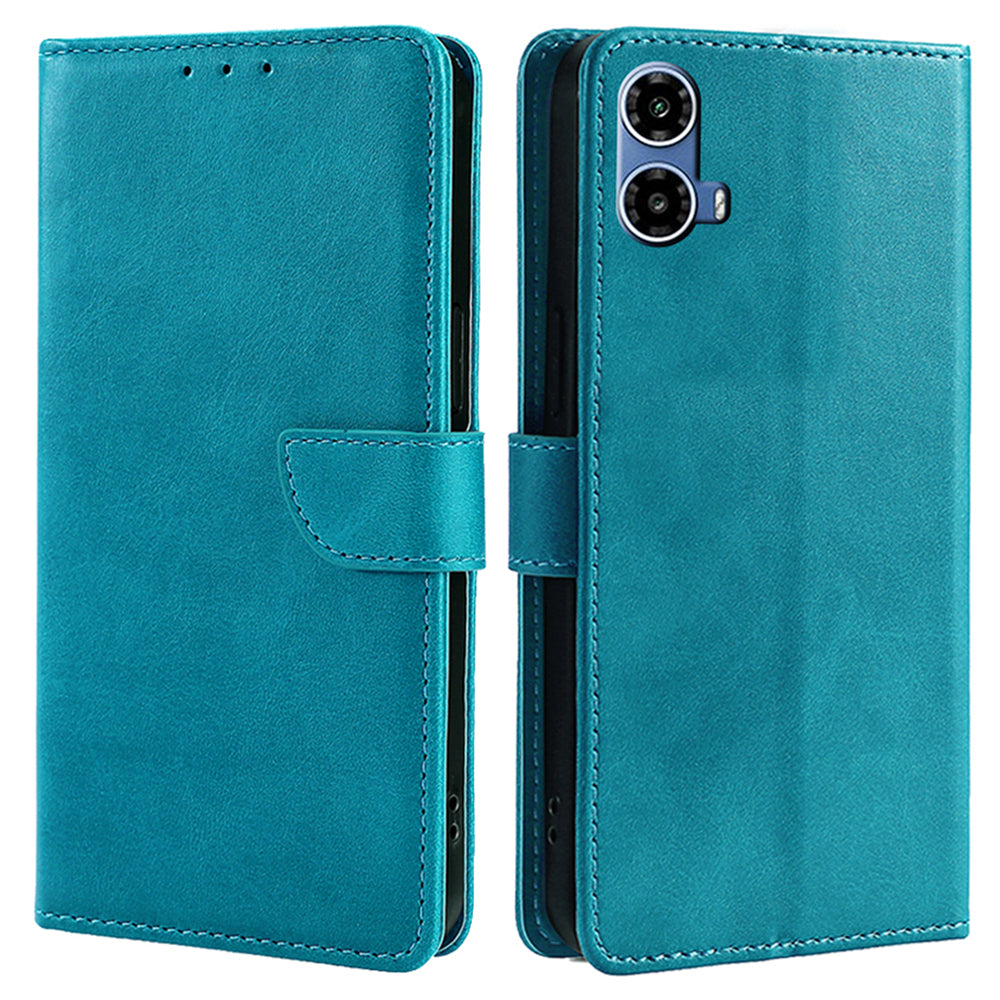 For Motorola Moto G34 5G Cell Phone Cases PU Leather Calf Texture Cover - Baby Blue