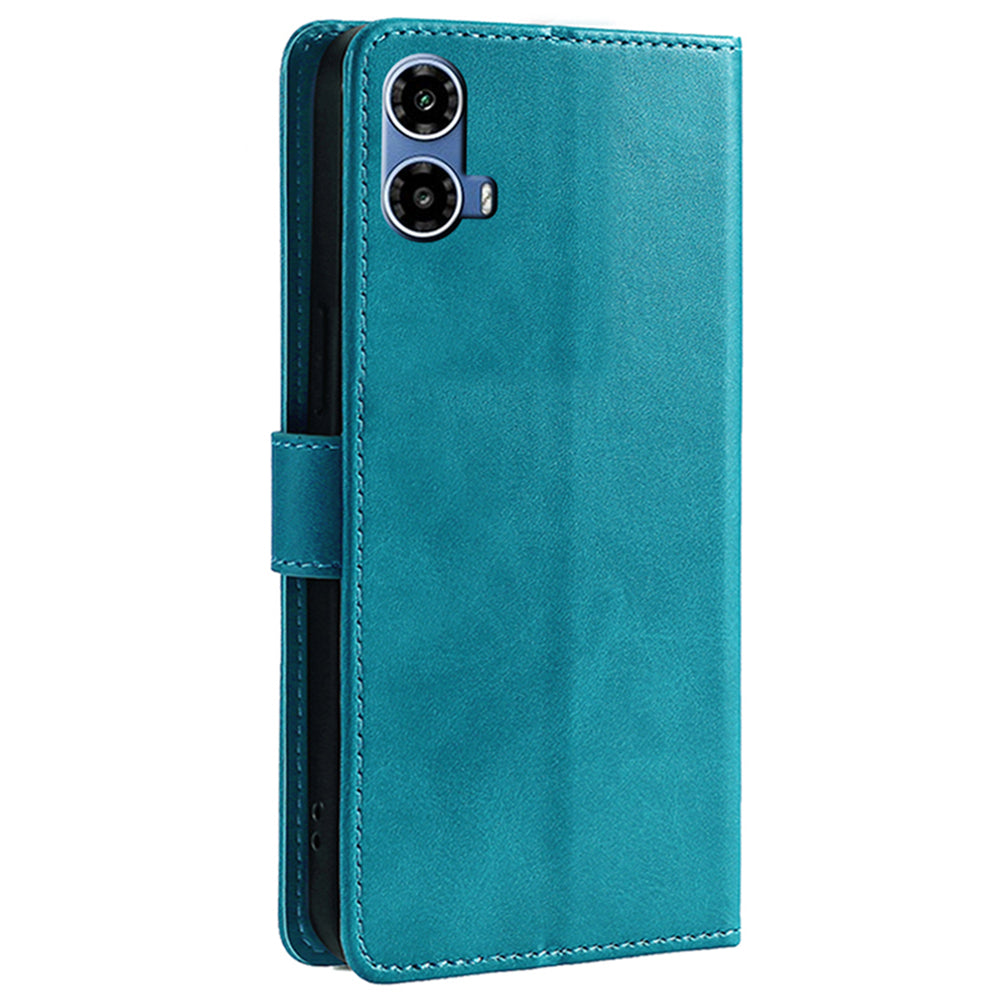 For Motorola Moto G34 5G Cell Phone Cases PU Leather Calf Texture Cover - Baby Blue