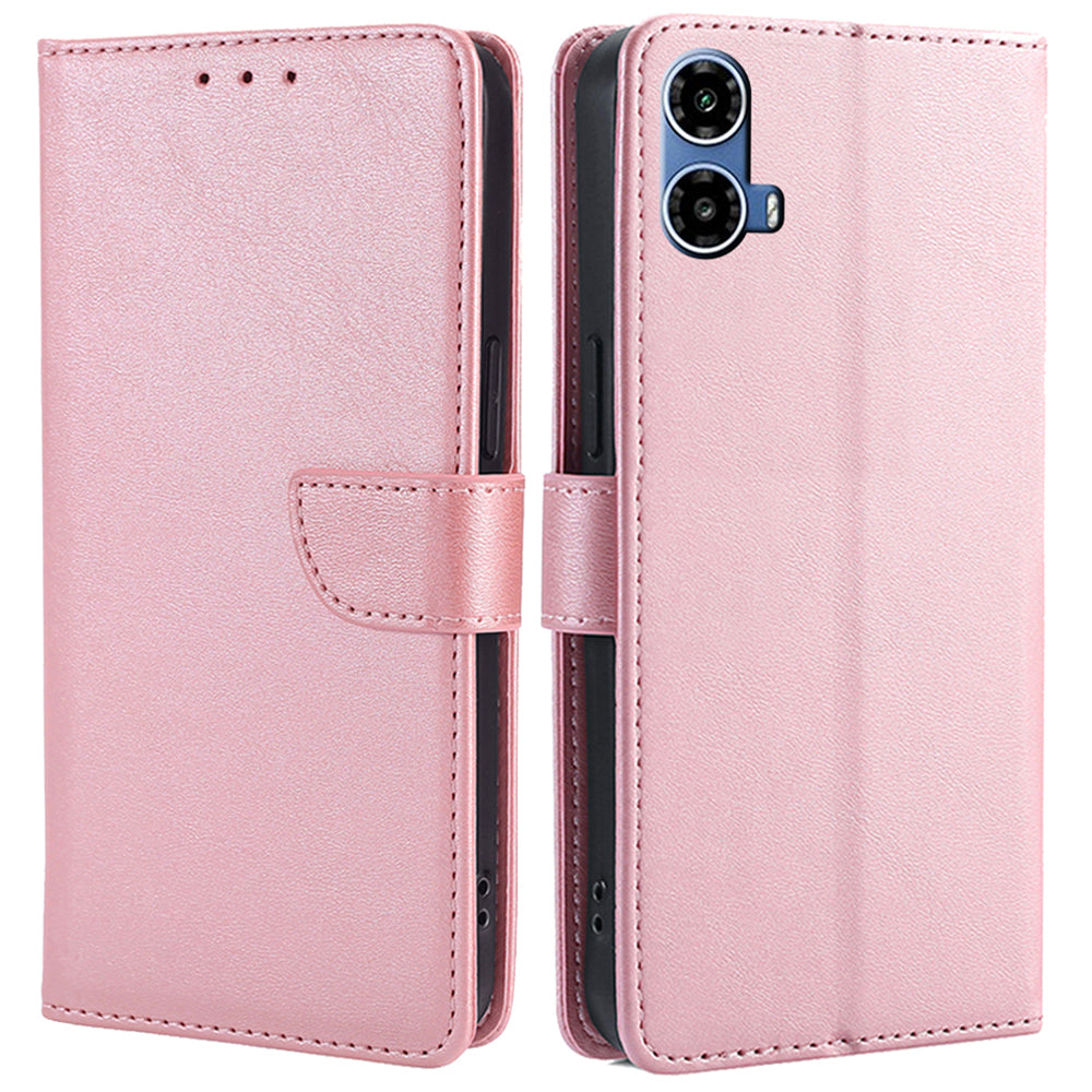 For Motorola Moto G34 5G Cell Phone Cases PU Leather Calf Texture Cover - Rose Gold