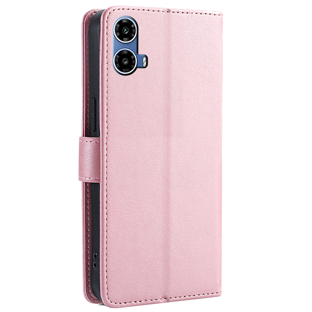 For Motorola Moto G34 5G Cell Phone Cases PU Leather Calf Texture Cover - Rose Gold