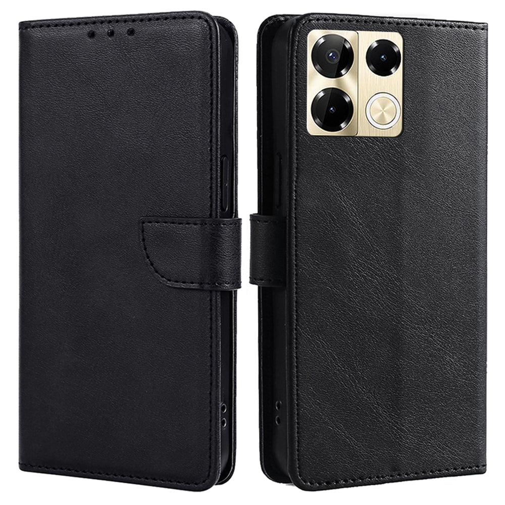 For Transsion Infinix Note 40 Pro 5G Case Calf Texture Wallet Stand Leather Phone Cover - Black