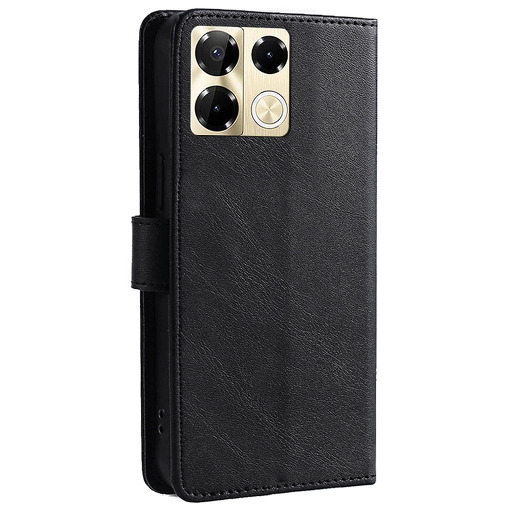 For Transsion Infinix Note 40 Pro 5G Case Calf Texture Wallet Stand Leather Phone Cover - Black