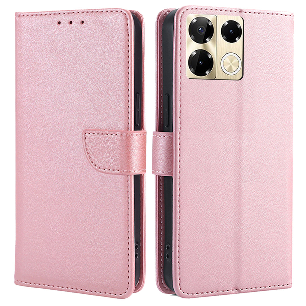 For Transsion Infinix Note 40 Pro 5G Case Calf Texture Wallet Stand Leather Phone Cover - Rose Gold