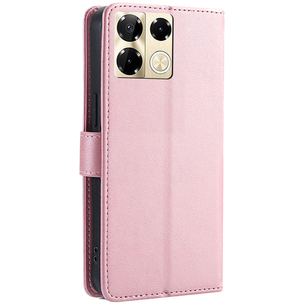 For Transsion Infinix Note 40 Pro 5G Case Calf Texture Wallet Stand Leather Phone Cover - Rose Gold