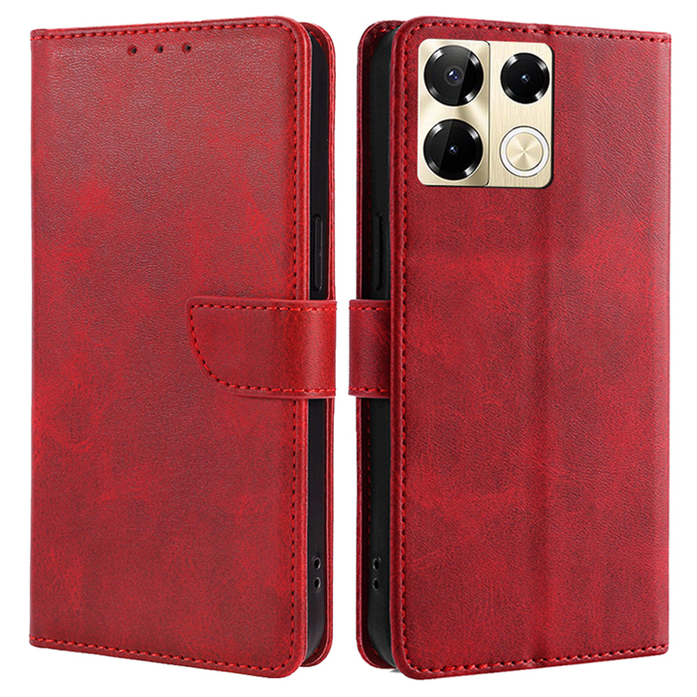 For Transsion Infinix Note 40 Pro 5G Case Calf Texture Wallet Stand Leather Phone Cover - Red
