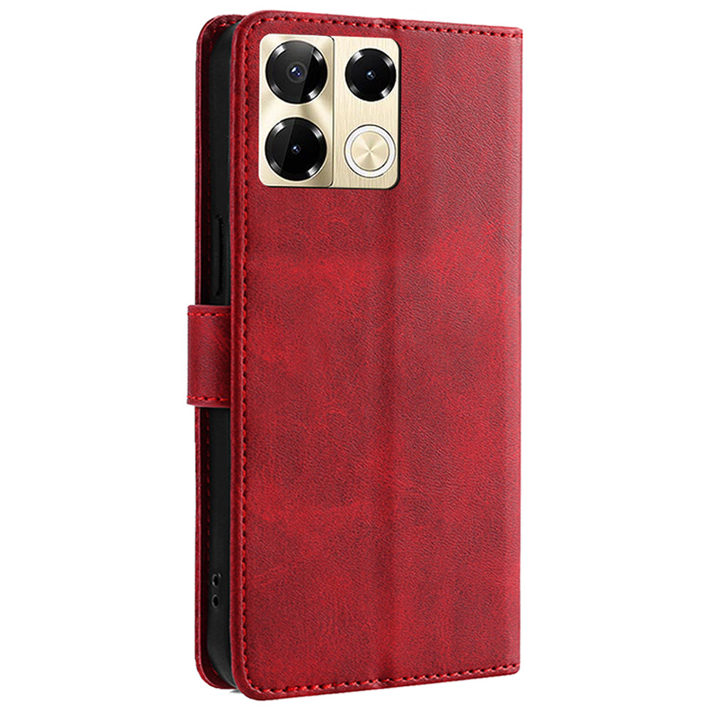For Transsion Infinix Note 40 Pro 5G Case Calf Texture Wallet Stand Leather Phone Cover - Red