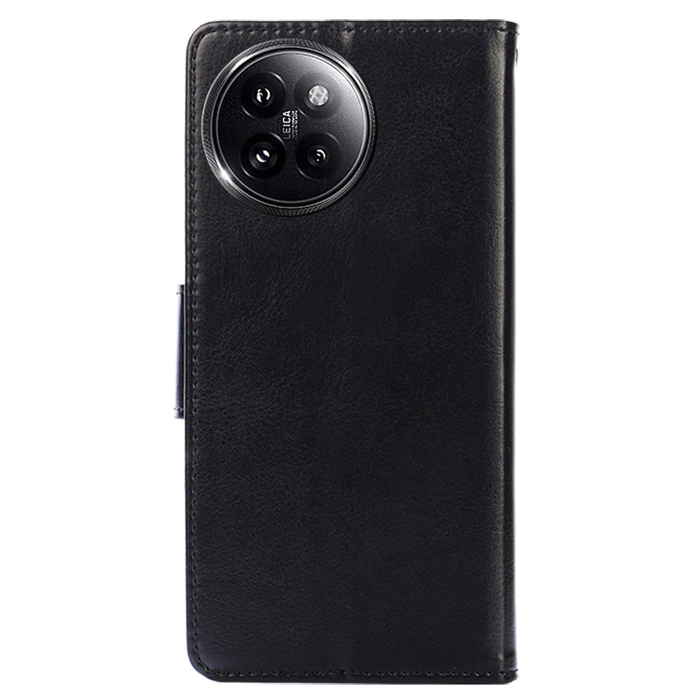 For Xiaomi Civi 4 Pro 5G Case Leather Phone Wallet Cover with Magnetic Clasp - Black